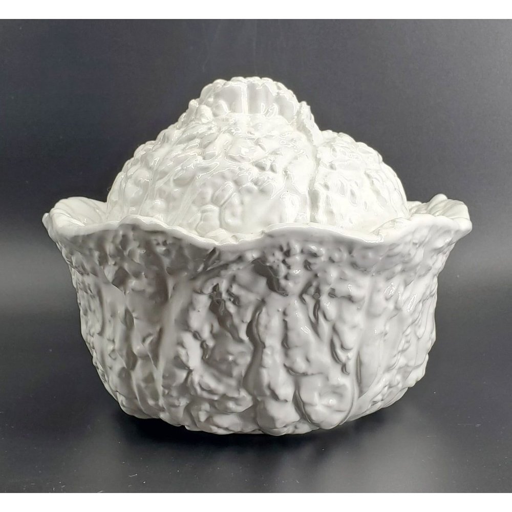 Capodimonte VTG Ceramic Cabbage/Cauliflower Shaped Liddled Bowl/Dish Italy